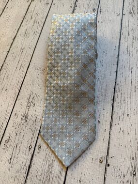 Ike Behar Men's Light Blue & Gold Patterned Silk Tie